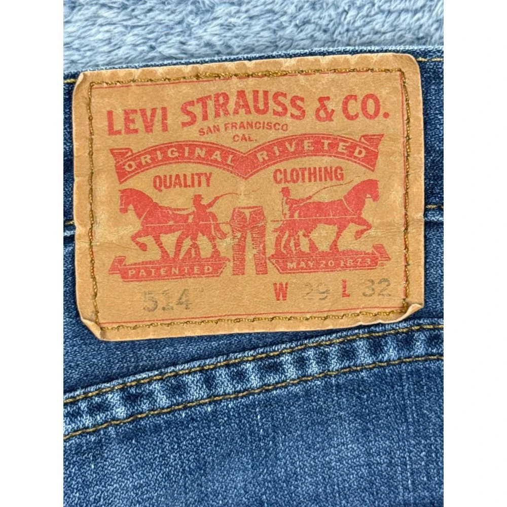Levi's Mens 29x32 Blue 514 Slim Straight Denim Jeans Distressed Medium Wash 0514